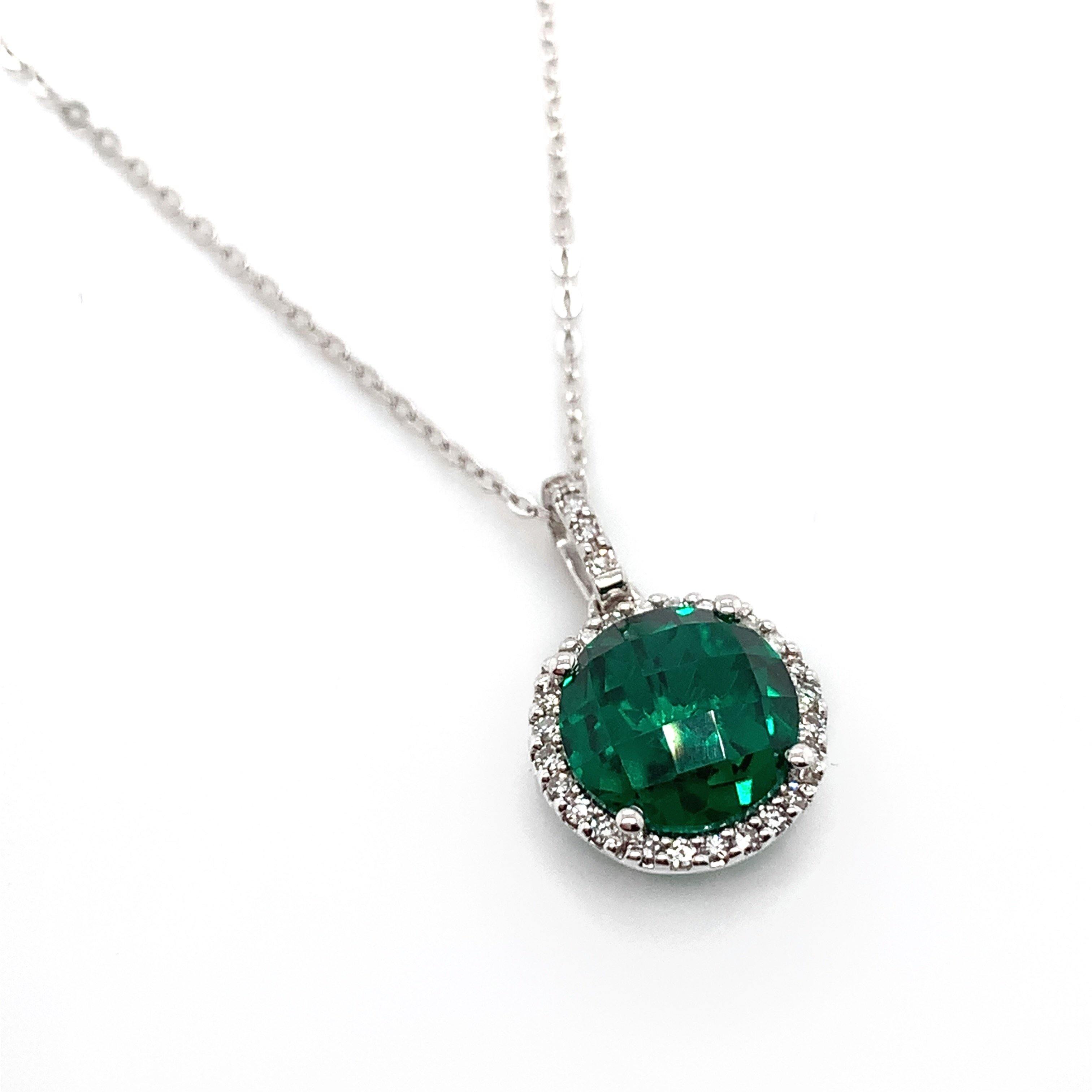 14K WHITE GOLD DIAMOND & COLOUR STONE ROUND NECKLACE - Appelt's Diamonds