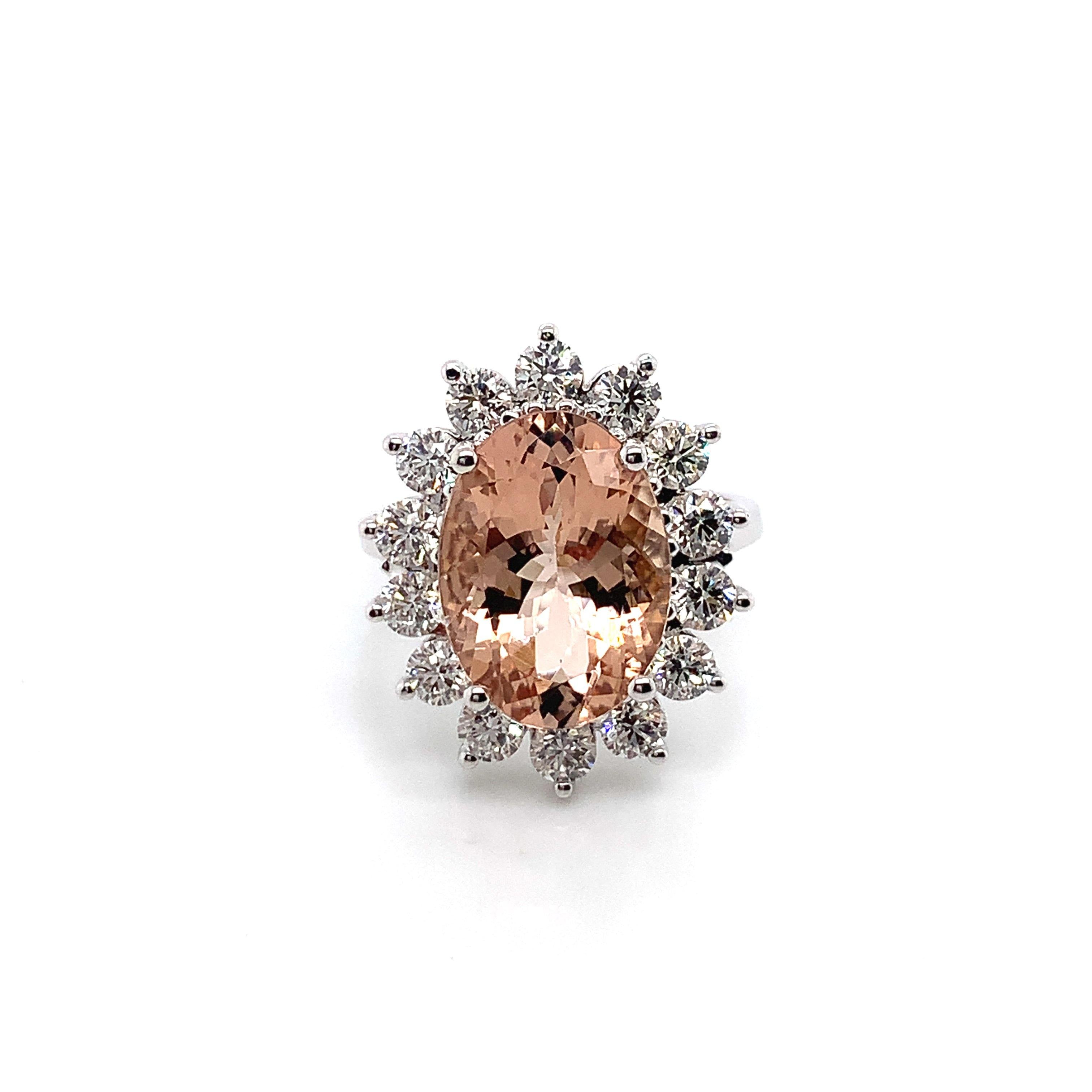14K WHITE GOLD MORGANITE AND DIAMOND RING - Appelt's Diamonds