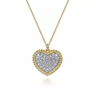 14K Yellow Gold Bujukan Pavé Diamond Heart Necklace