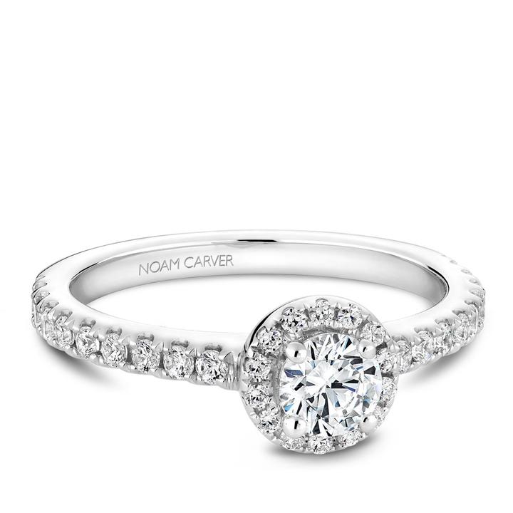 Noam Carver 14k White Gold 0.25 Round Diamond Halo Engagement Ring