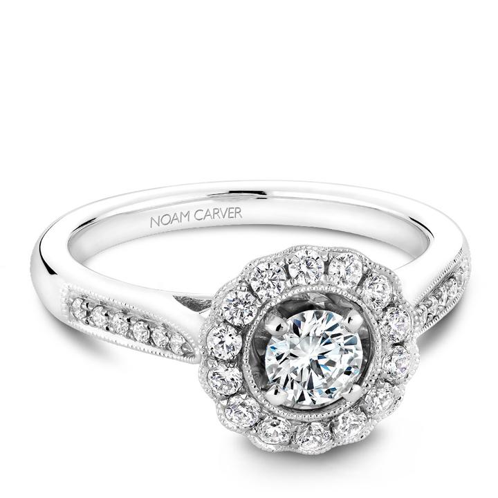 Noam Carver 14k White Gold Halo Engagement Ring