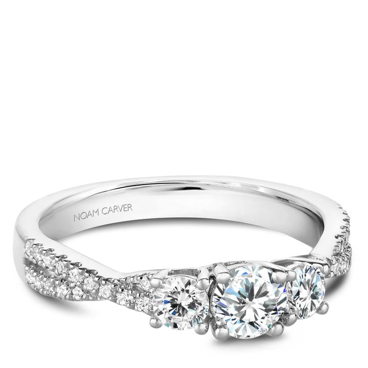 Noam Carver 14k White Gold Three Stone Engagement Ring