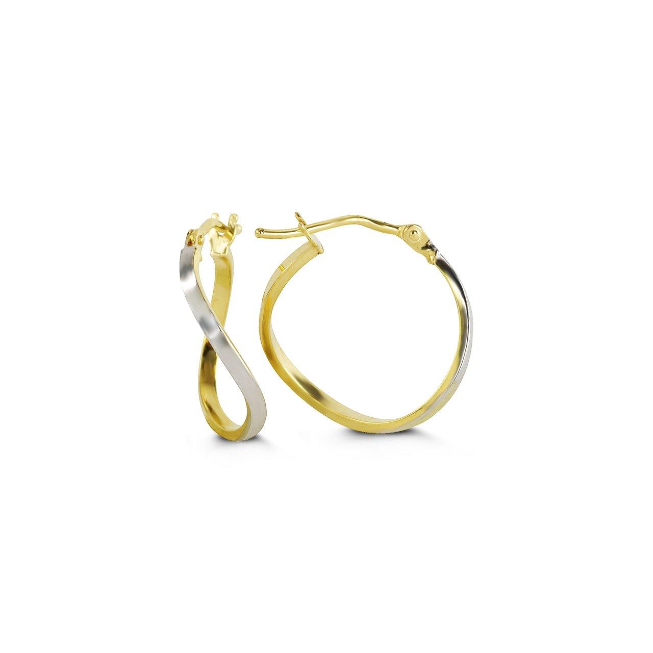 10K YELLOW & WHITE GOLD WAVY HOOP EARRINGS - Appelt's Diamonds