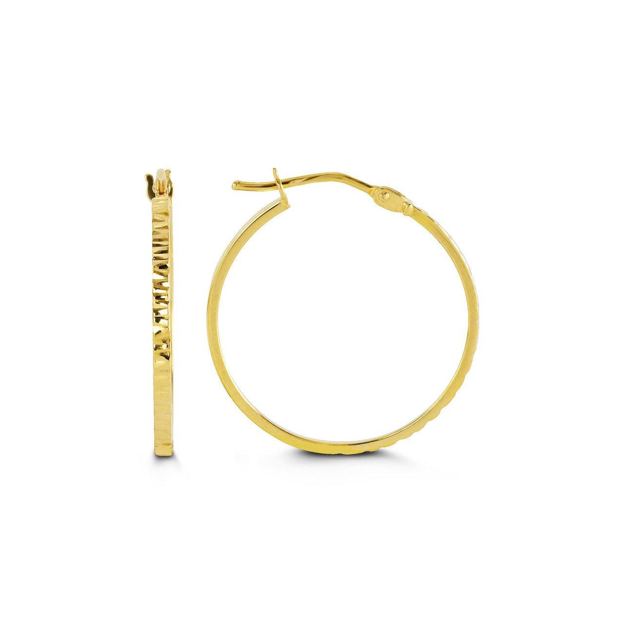 10K YELLOW GOLD DIAMOND CUT THIN HOOP EARRINGS - Appelt's Diamonds