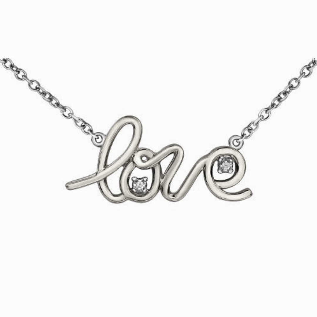 10K Yellow & Sterling Silver Love Necklace