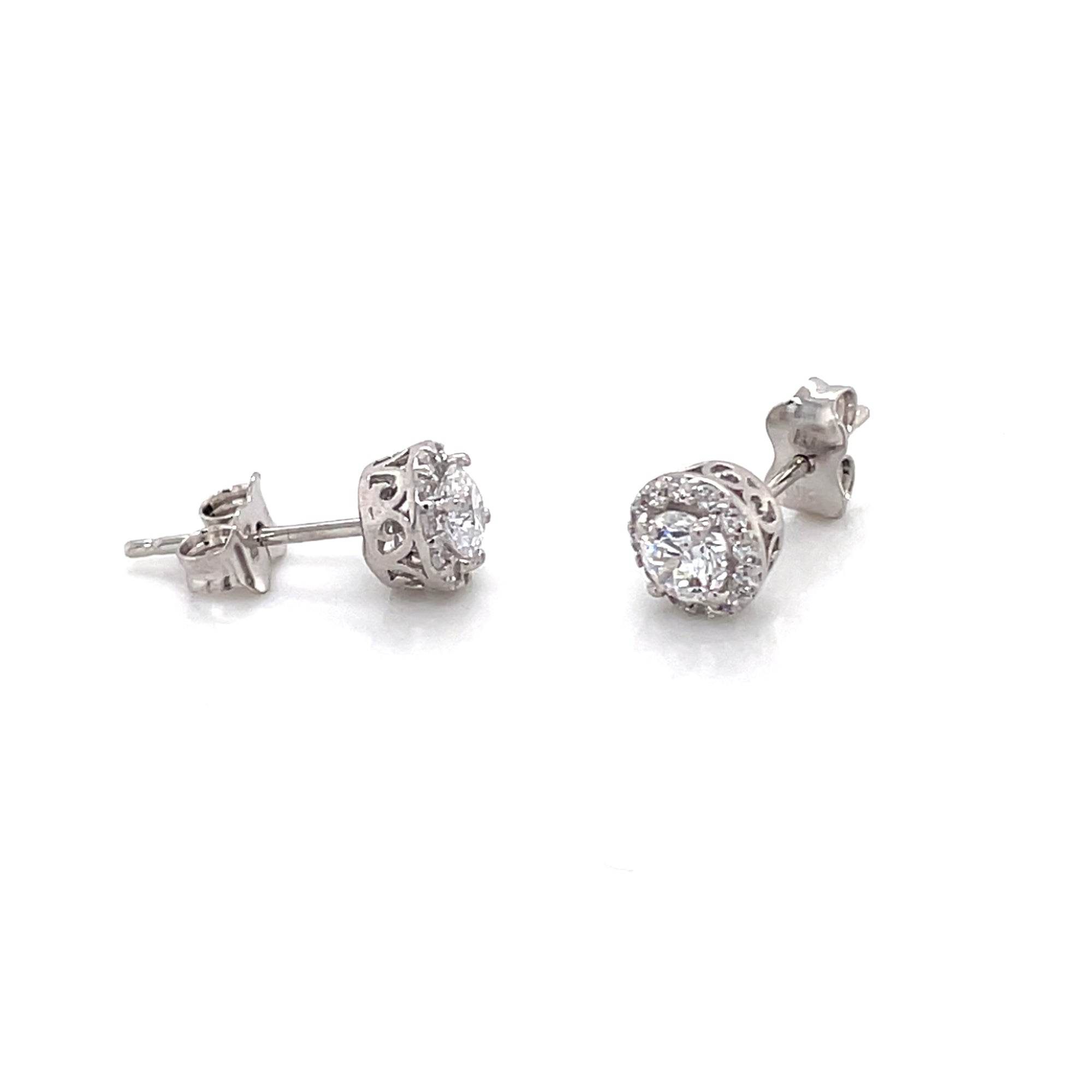 Cubic Zirconia Halo Studs