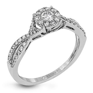 ZEGHANI 14K TWIST BAND AND HALO ENGAGEMENT RING - Appelt's Diamonds
