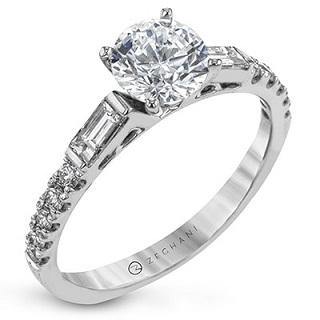 ZEGHANI 14K ENGAGEMENT RING WITH BAGUETTE SIDE DIAMONDS - Appelt's Diamonds