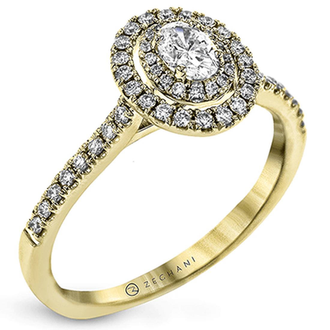 14k Yellow Gold Double Halo Engagement Ring
