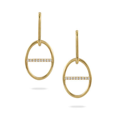 18K Yellow Gold Diamond Oval Equestrian Earrings