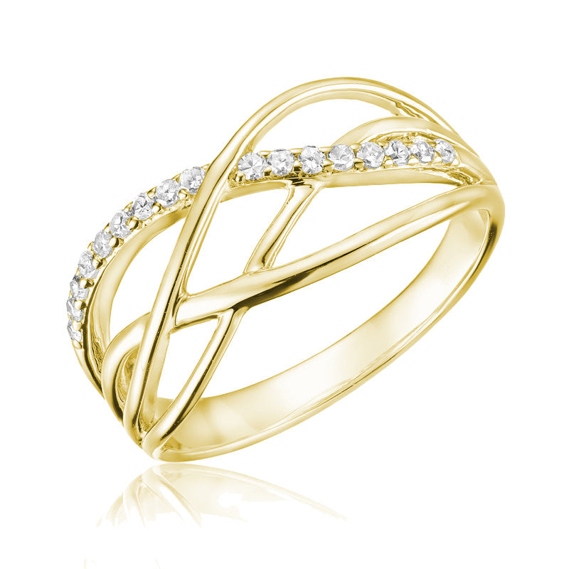 10k Gold Diamond Split Waves Fashion Ring