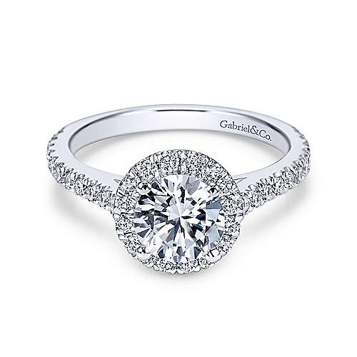 Gabriel & Co 14k White Gold Diamond Halo Engagement Ring
