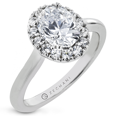 14K White Gold Diamond Oval Halo Engagement Ring