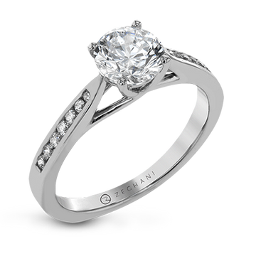 14k White Gold Channel Set Band Engagement Ring