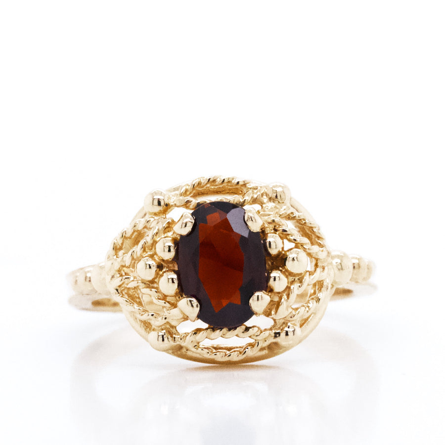 14k Yellow Gold Red Stone Fashion Ring
