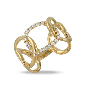 18K Yellow Gold Diamond Fibonacci Oval Fashion Ring