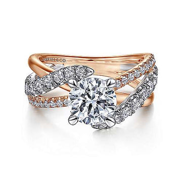 Gabriel & Co 14k White & Rose Gold Diamond Twist Engagement Ring