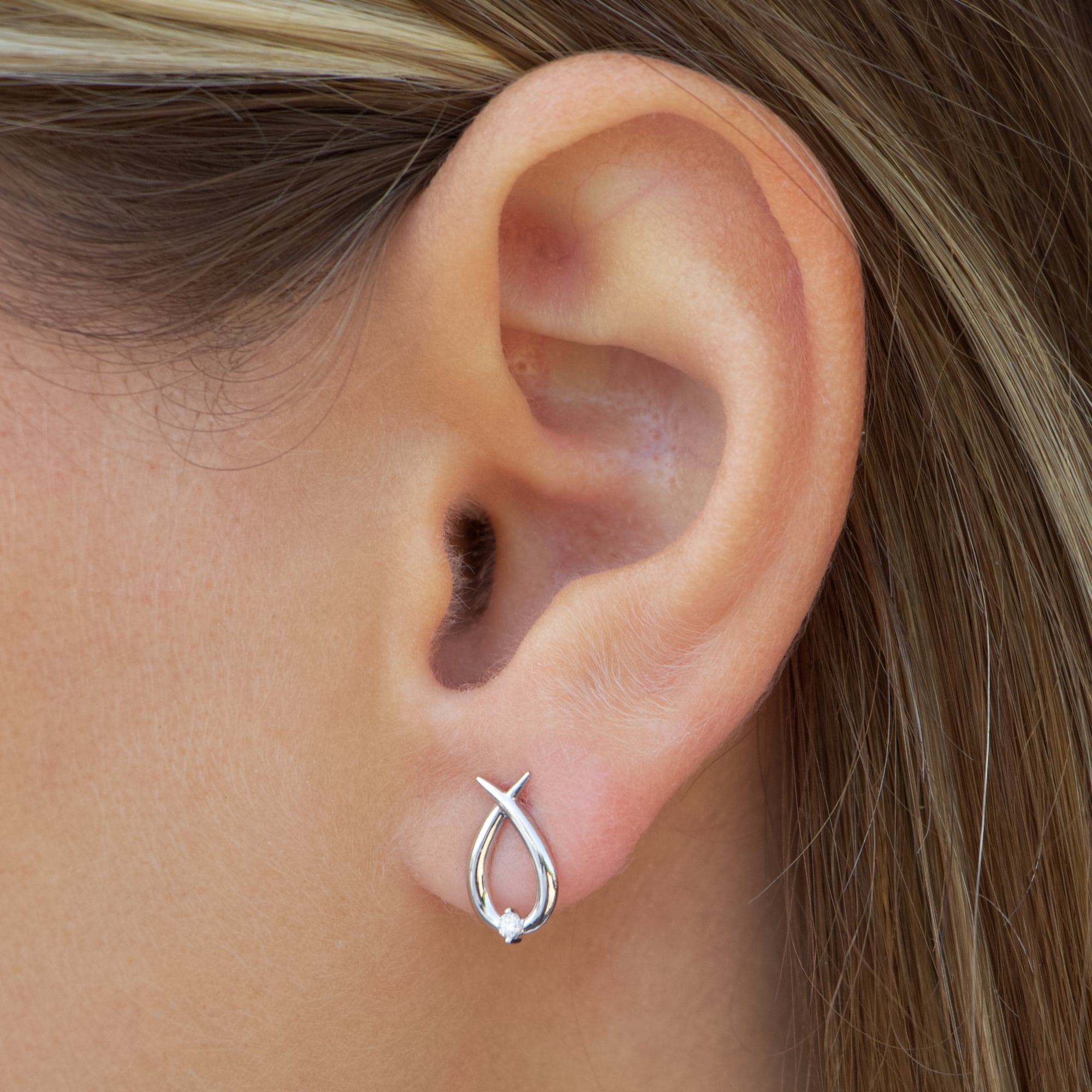 Diamond Criss Cross Stud Earrings