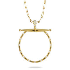 18K Yellow Gold Round Equestrian Necklace