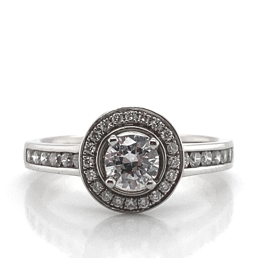 14k White Gold Vintage Cubic Zirconia Engagement Ring