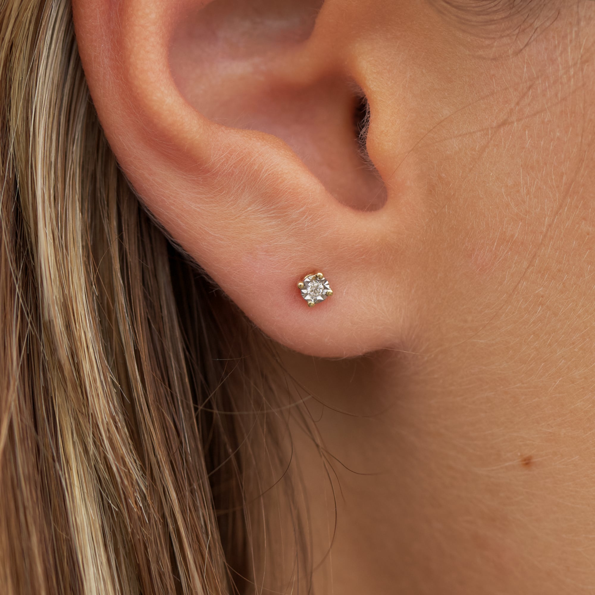 Forever Jewellery 10K Yellow And White Gold Diamond Earrings