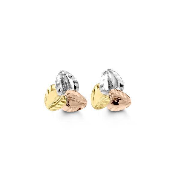 10K TRI GOLD TRIPLE LEAF STUD EARRINGS - Appelt's Diamonds