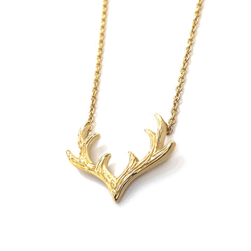 Silver Gold Plated Small Antler Necklace