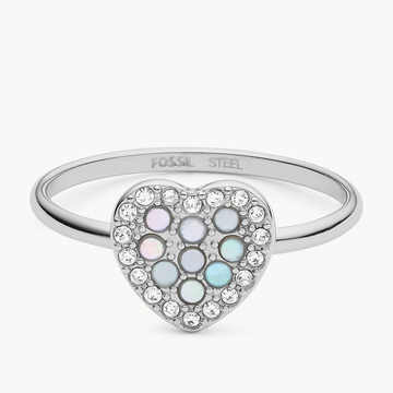 FOSSIL MOSAIC HEART STAINLESS STEEL BAND RING - Appelt's Diamonds