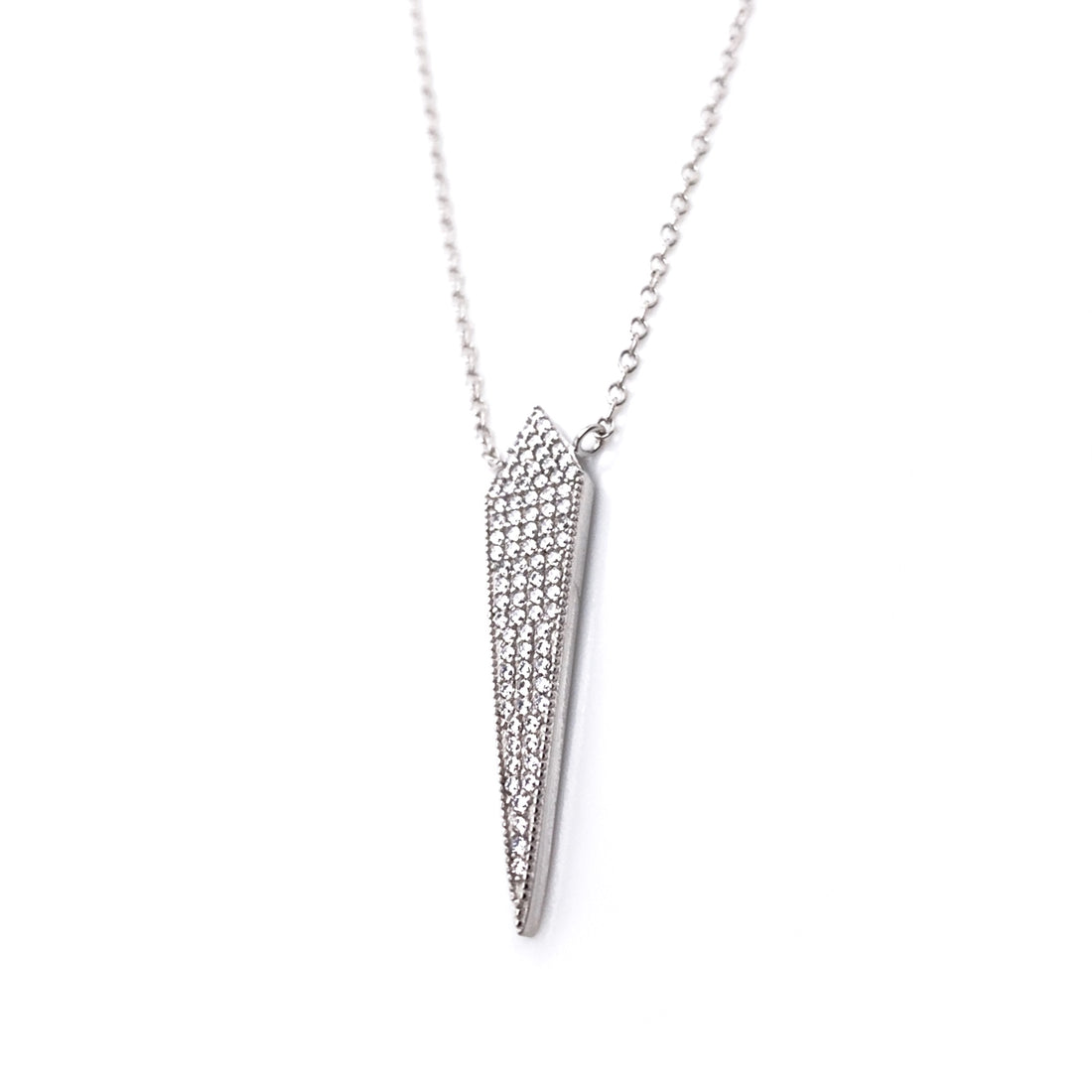 Sterling Silver Cubic Zirconia Point Necklace