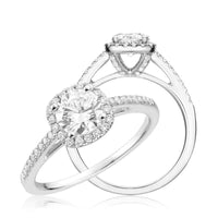 14K WHITE GOLD 0.25 CUSHION DIAMOND HALO ENGAGEMENT RING - Appelt's Diamonds