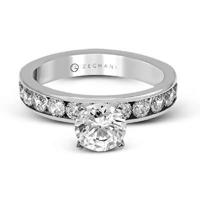 14k White Gold Channel Set Band Engagement Ring