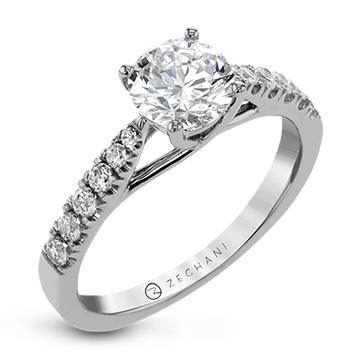 14K White Gold Diamond Engagement Ring