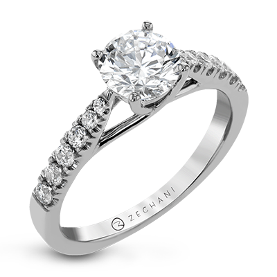 14K White Gold Diamond Engagement Ring