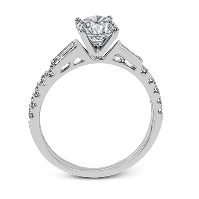 White Gold Engagement Ring with Baguette Side Diamonds