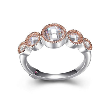 Silver & Rose Gold Cubic Zirconia Ring