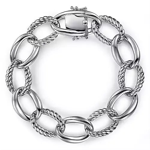 Sterling Silver Rope Link Chain Bracelet