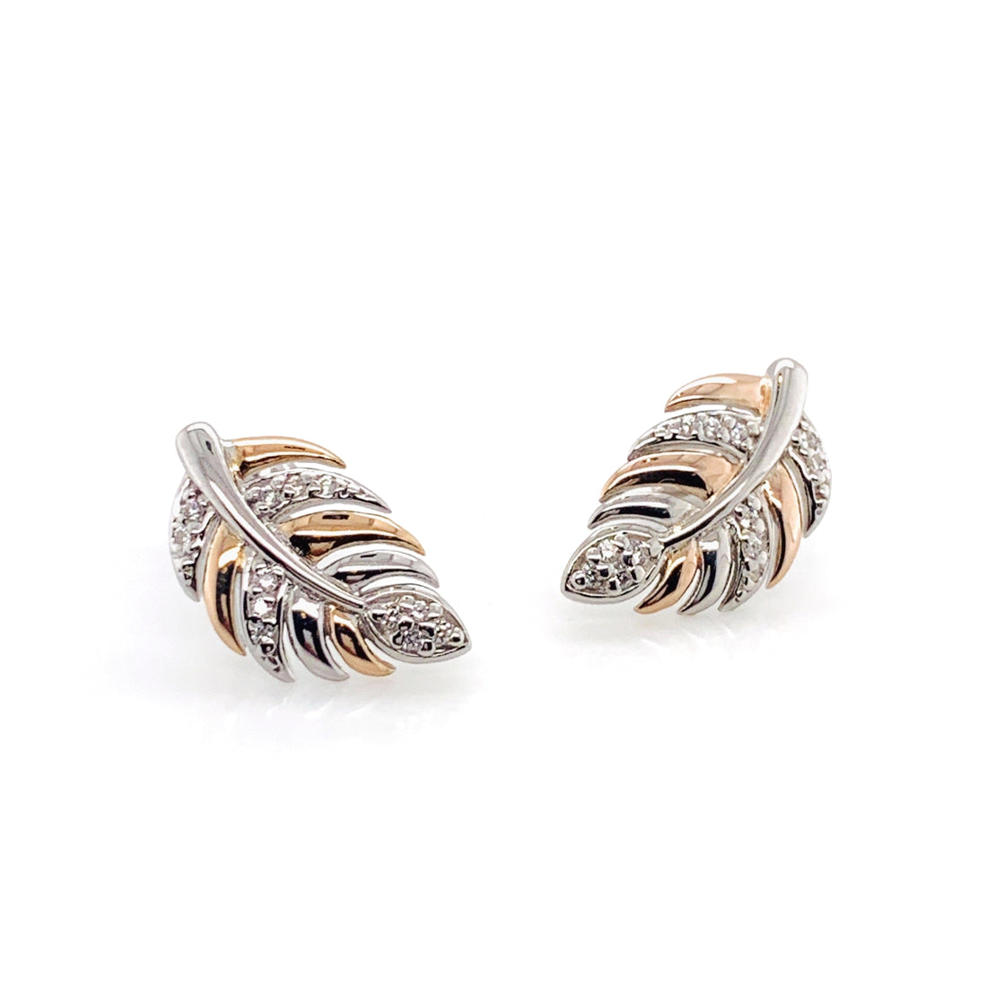 Silver and Rose Gold Plated Leaf Earrings