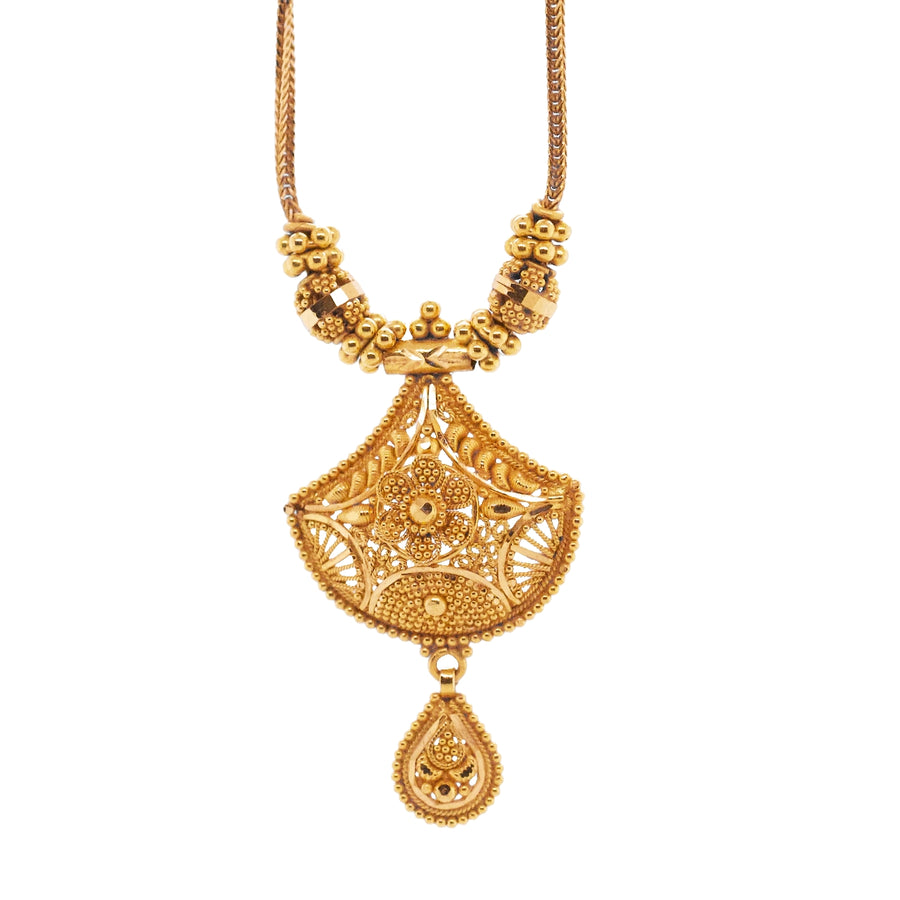 22k Yellow Gold Necklace & Earring Set