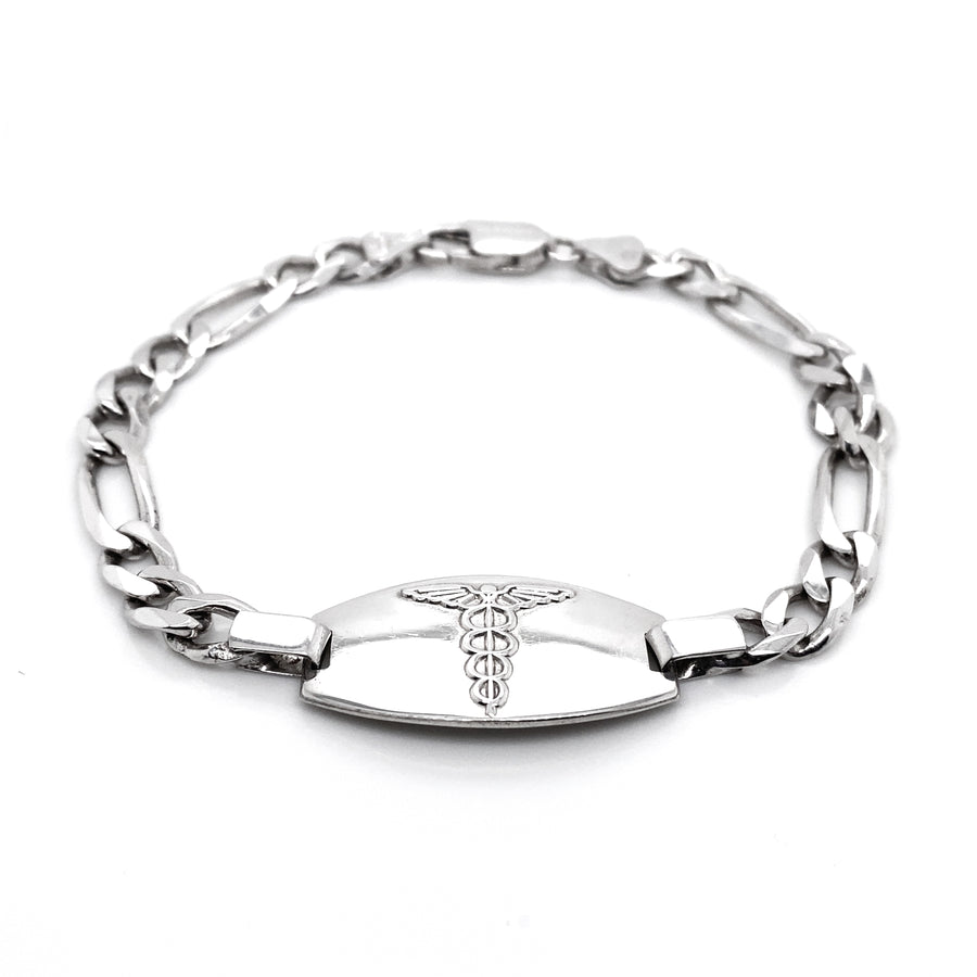 Silver 8.5" Figaro Medical Bracelet