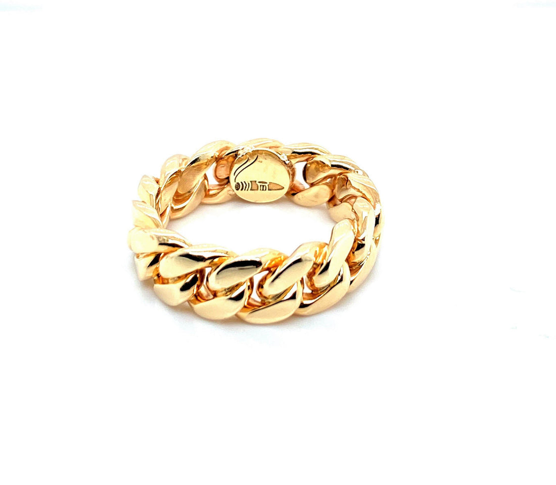 10K Solid Yellow Gold Miami Cuban Ring 8mm Size 9