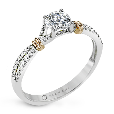 Zeghani 14k White and Rose Gold Engagement Ring