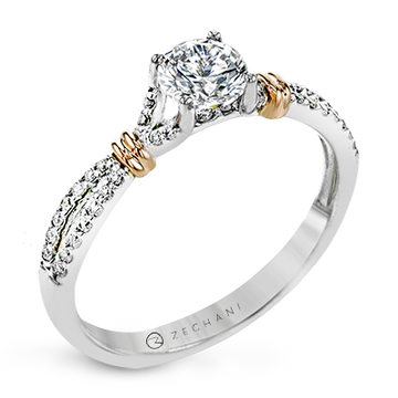Zeghani 14k White and Rose Gold Engagement Ring