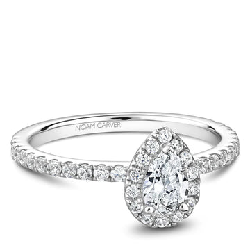 Noam Carver 14k White Gold Pear Diamond Halo Engagement Ring