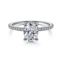 Gabriel & Co 14k White Gold Oval Cut Hidden Halo Engagement Ring