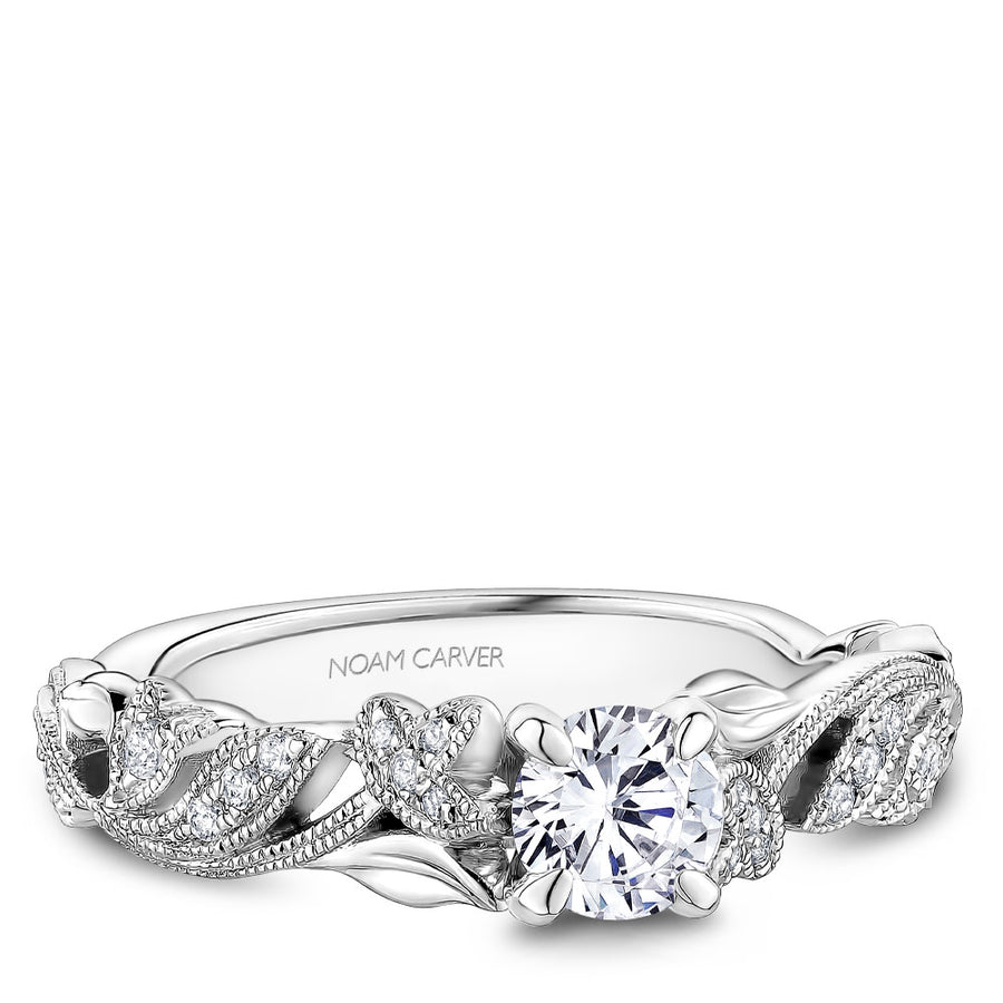 Noam Carver 14k White Gold Floral Inspired Engagement Ring