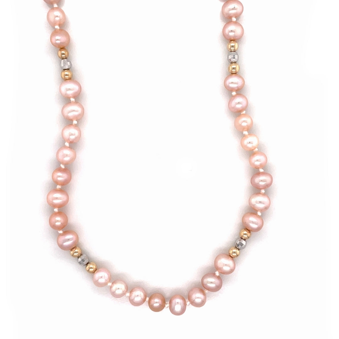 10k Yellow Gold Freshwater Cultured Pink Pearl Necklace