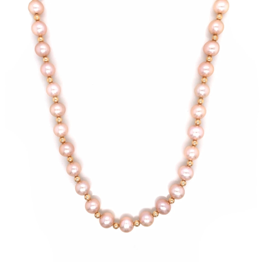 10k Yellow Gold Freshwater Cultured Pink Pearl Necklace