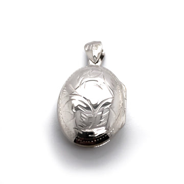 Silver Engraved Oval Locket-Large