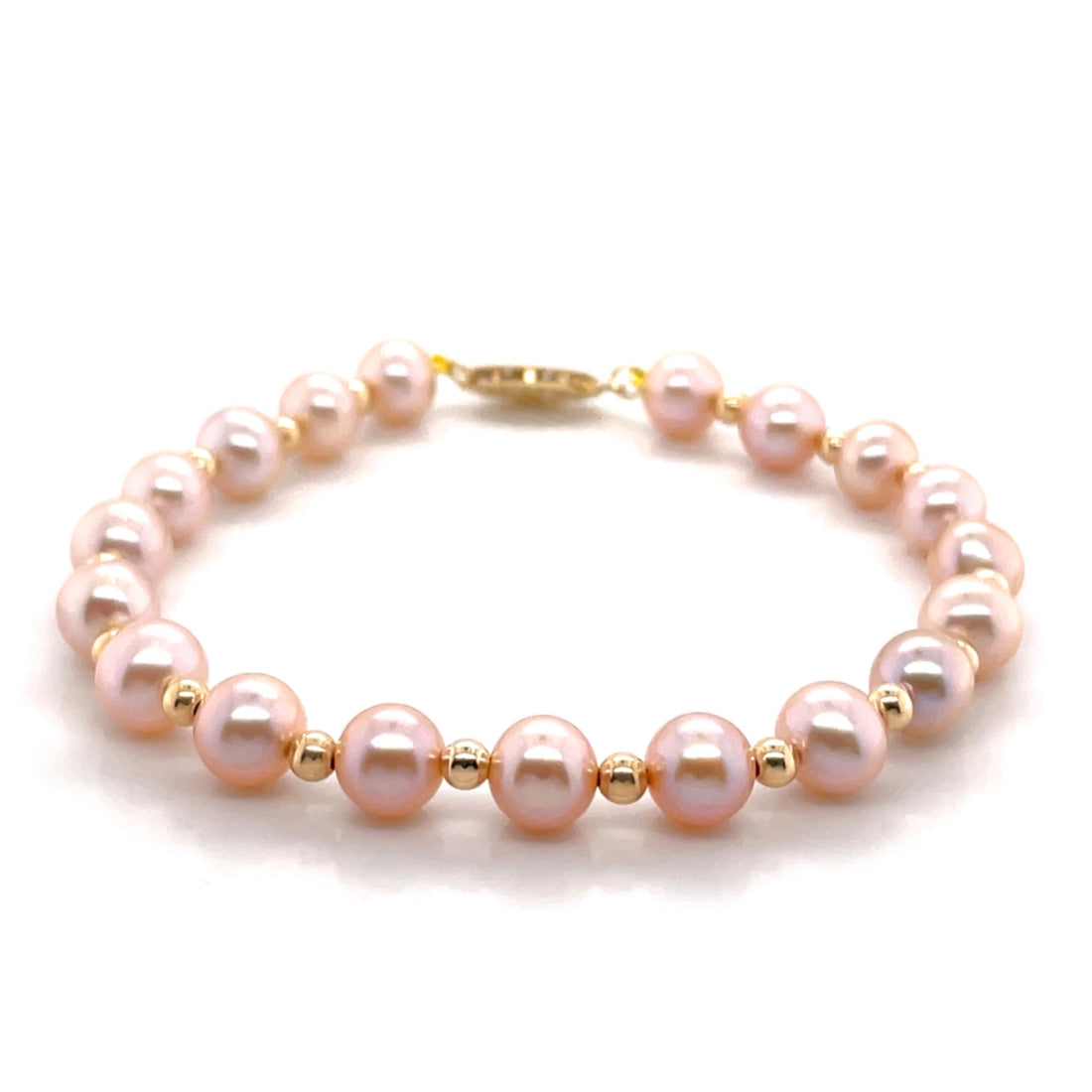 10k Yellow Gold Freshwater Cultured Pink Pearl Bracelet