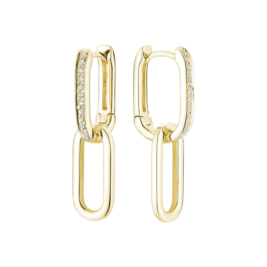 14K Yellow Gold Paperclip Drop Earrings